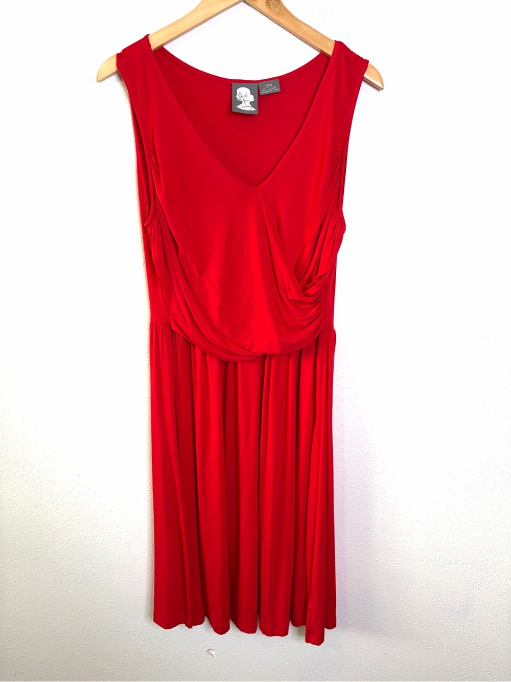 Anthropologie Girls from Savoy Sleeveless V-Neck Red Midi Dress L knit wrap - Picture 2 of 6
